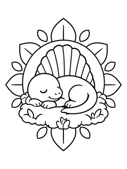 Free printable Sleeping Baby Dimetrodon In Nest coloring page