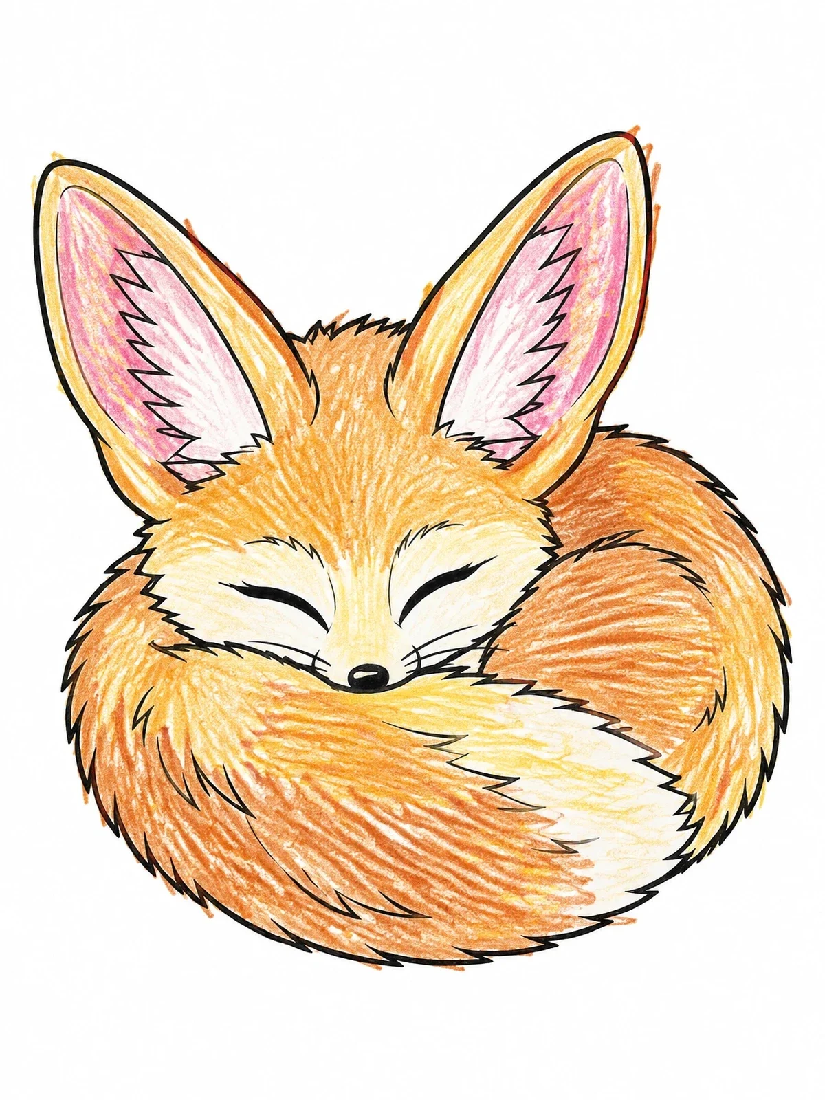 Colored example of the Sleeping Baby Fennec Fox coloring page