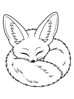 Free printable Sleeping Baby Fennec Fox coloring page