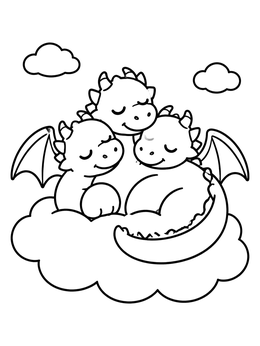 Free printable Sleeping Baby Hydra On Cloud coloring page