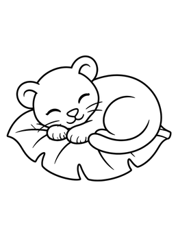 Free printable Sleeping Baby Panther On Leaf coloring page