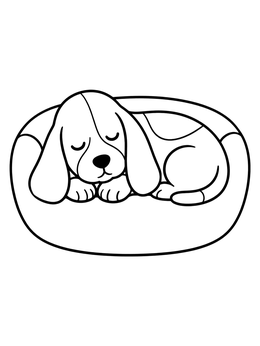 Free printable Sleeping Basset Hound Puppy In Bed coloring page