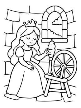 Free printable Sleeping Beauty And The Spinning Wheel coloring page