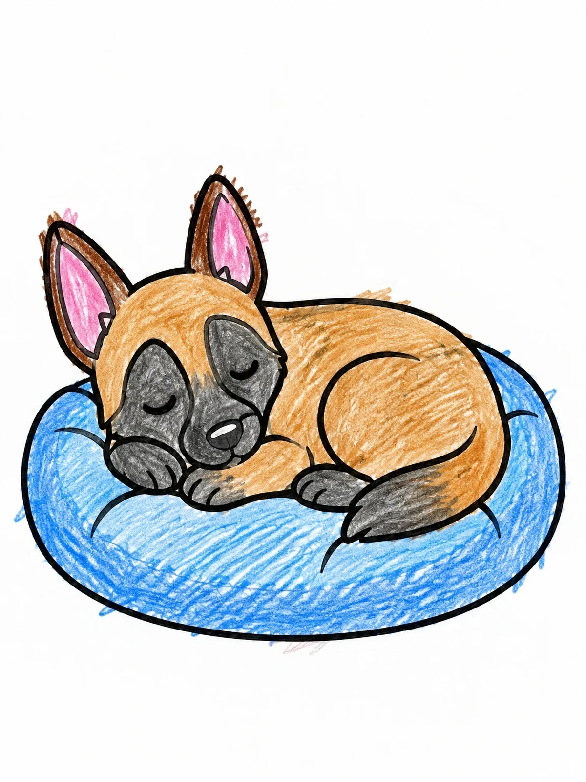 Colored example of the Sleeping Belgian Malinois Puppy In Bed coloring page