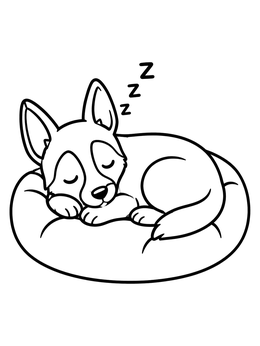 A peaceful sleeping puppy rests on a cushion in this belgian malinois coloring page.