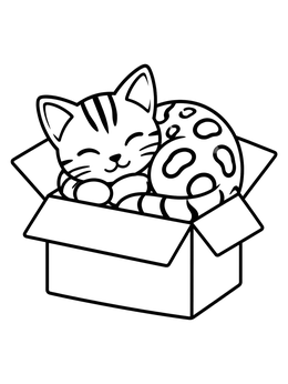 Free printable Bengal Kitten Sleeping In A Box coloring page