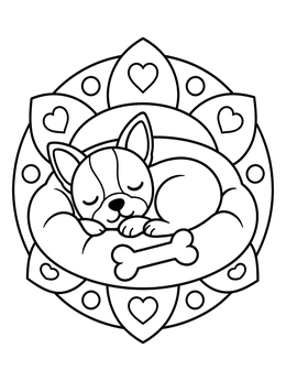 Free printable Sleeping Boston Terrier Puppy In Bed coloring page