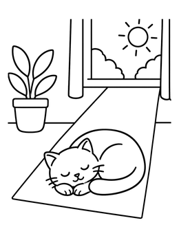 Free printable Sleeping Cat In A Sunbeam coloring page