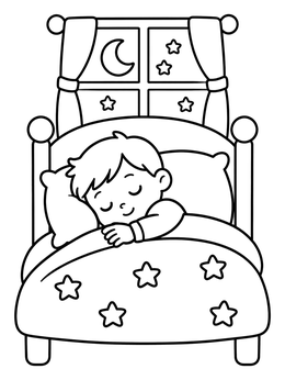 Free printable Cozy Boy Asleep In Bed coloring page