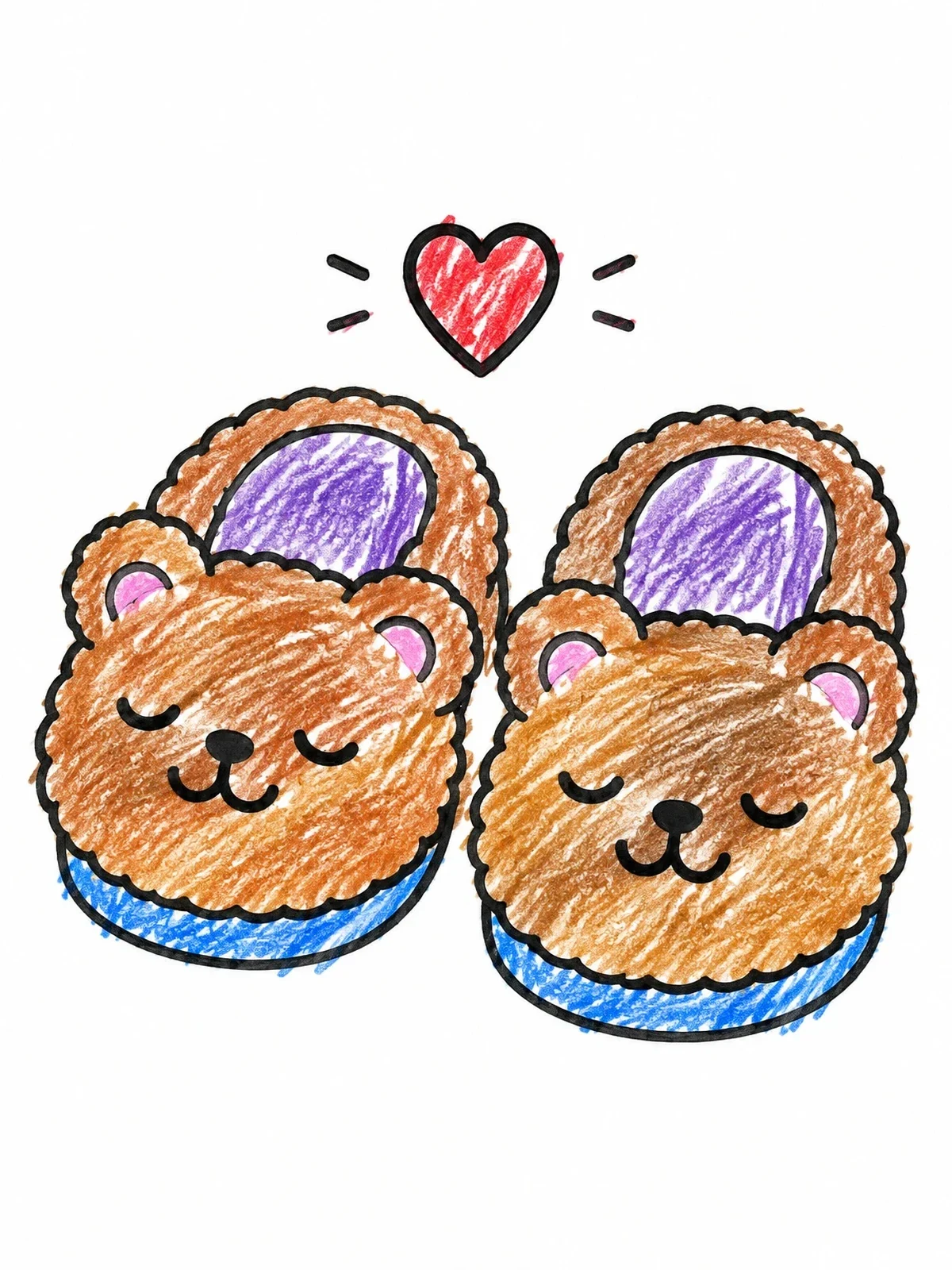 Colored example of the Cozy Sleepy Bear Slippers coloring page