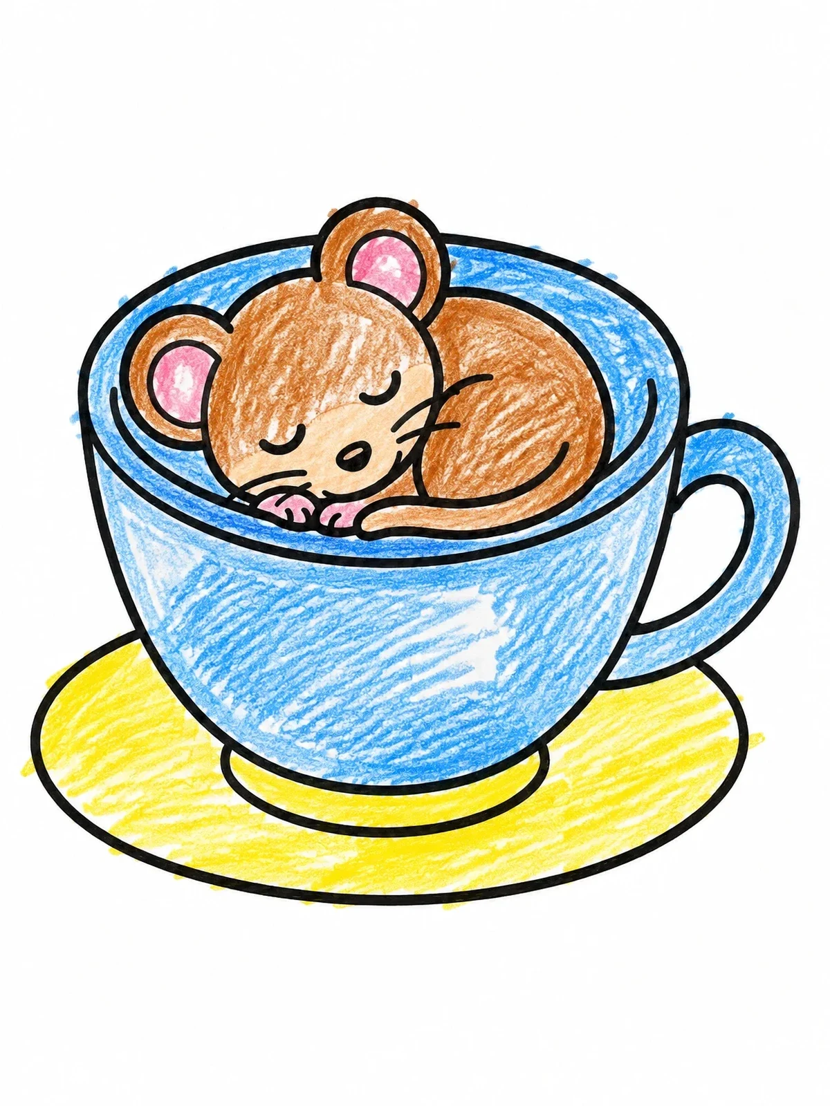 Colored example of the Sleeping Dormouse In A Teacup coloring page