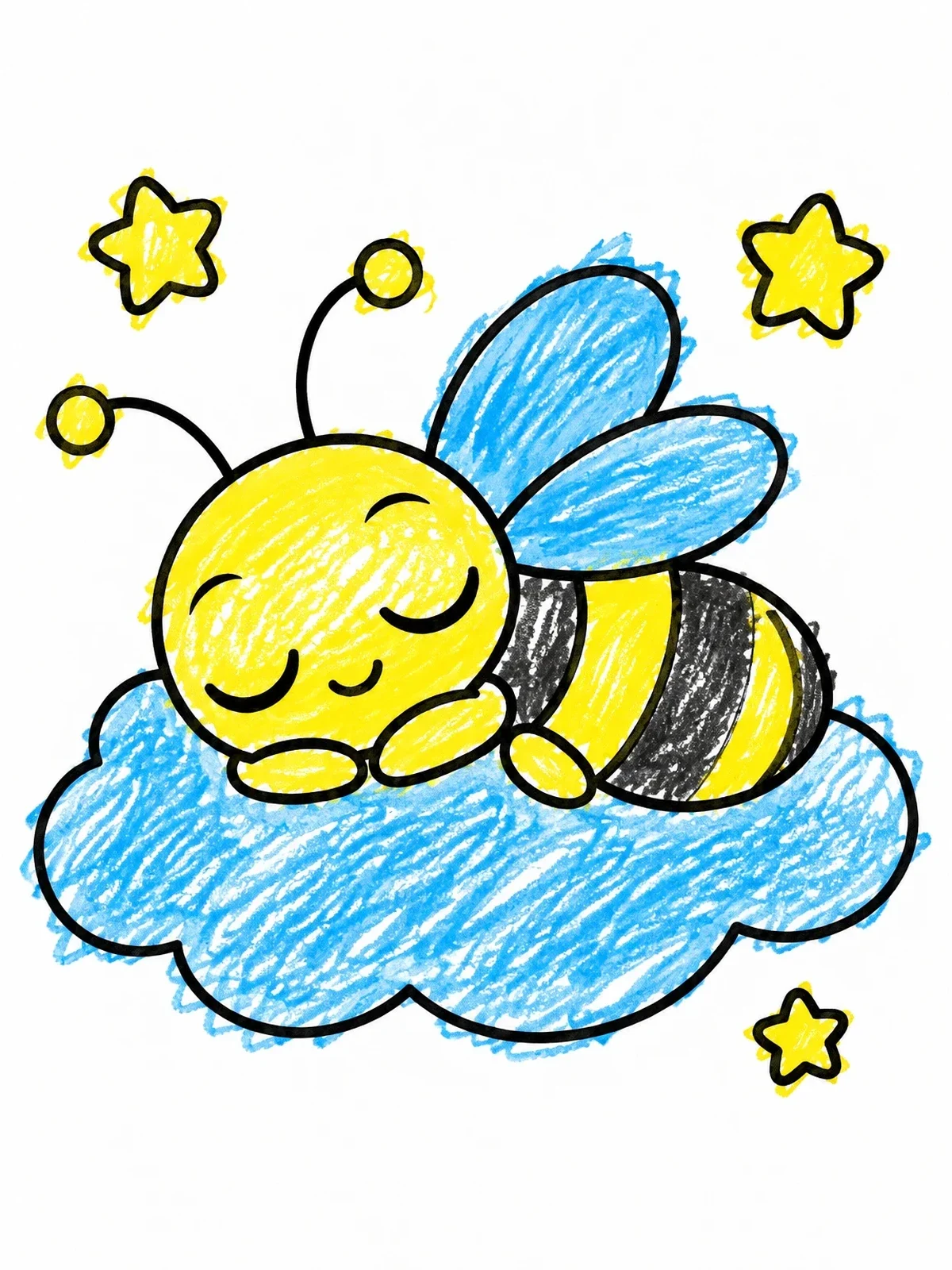 Colored example of the Sleeping Firefly On A Cloud coloring page