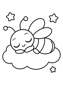 Free printable Sleeping Firefly On A Cloud coloring page