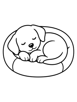 Free printable Sleeping Labrador Puppy In Bed coloring page