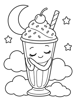 Free printable Sleeping Milkshake Under The Moon coloring page