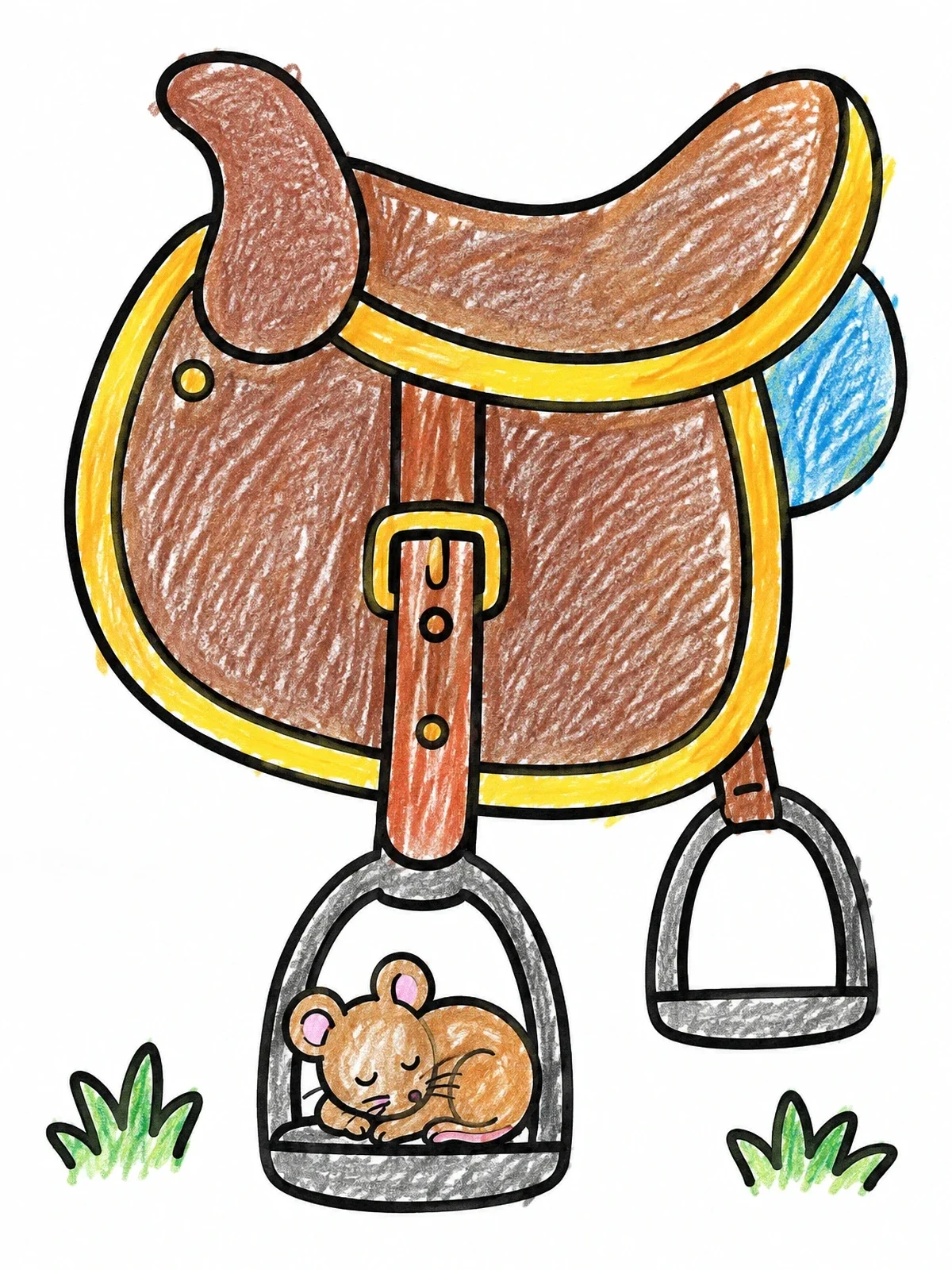 Colored example of the Cozy Mouse In Horse Stirrup coloring page