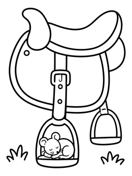 Free printable Cozy Mouse In Horse Stirrup coloring page