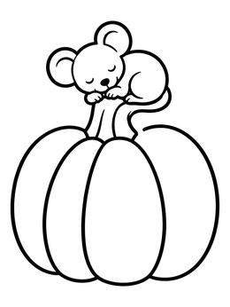 Free printable Sleeping Mouse On A Pumpkin coloring page
