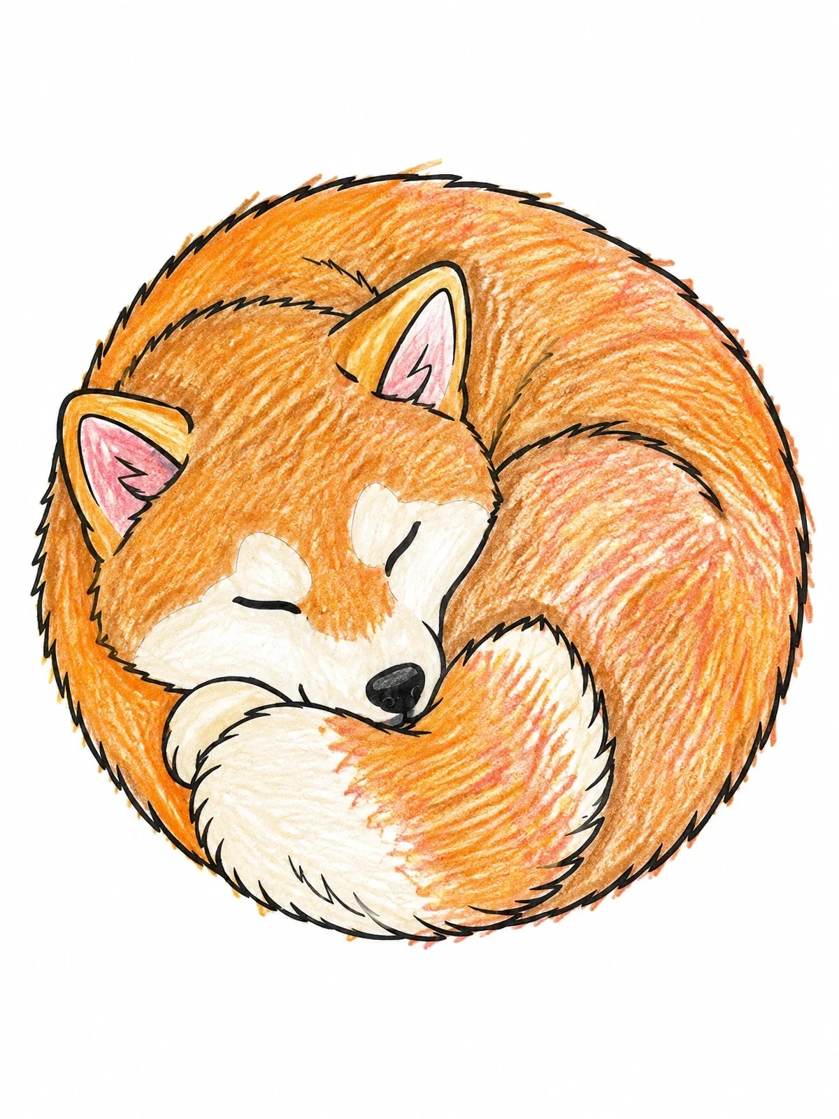 Colored example of the Sleeping Shiba Inu Donut Ball coloring page