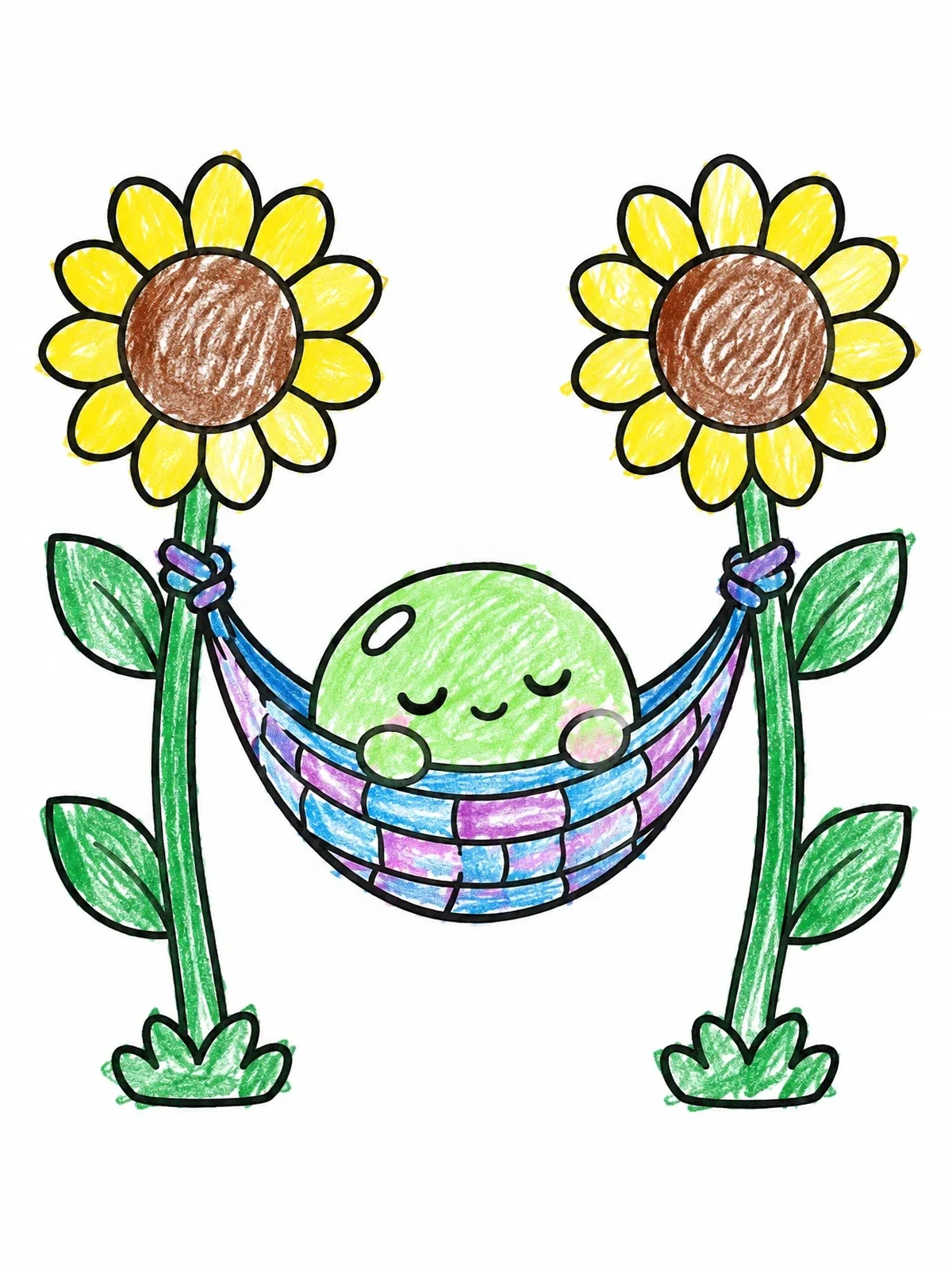 Colored example of the Sleeping Slime In A Hammock coloring page