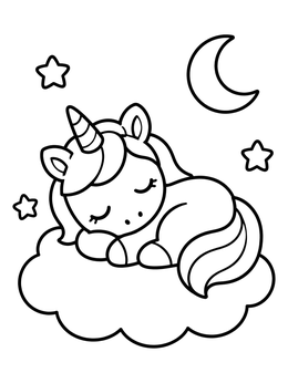 Free printable Sleeping Unicorn On A Cloud coloring page