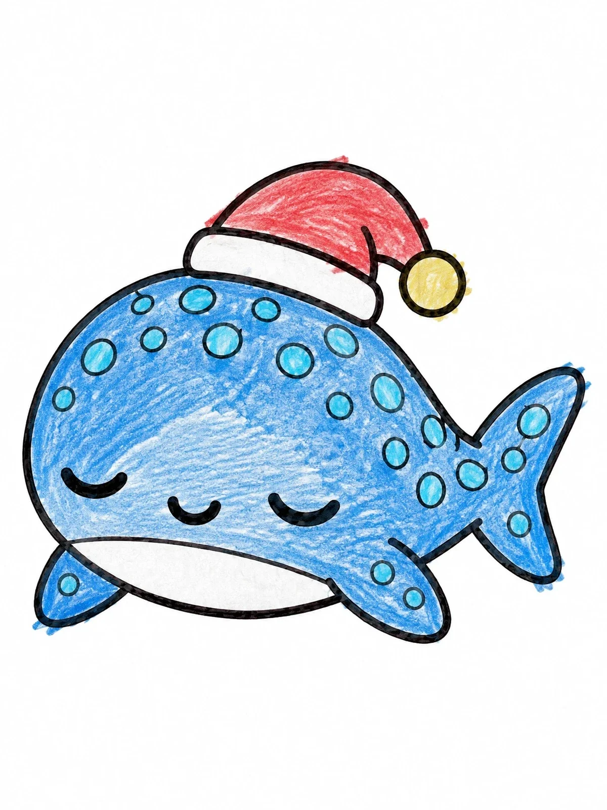 Colored example of the Sleeping Whale Shark With Nightcap coloring page