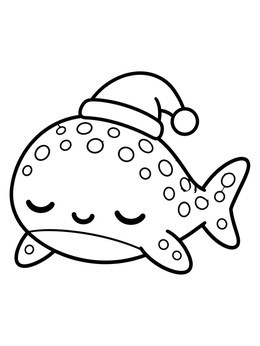 Free printable Sleeping Whale Shark With Nightcap coloring page