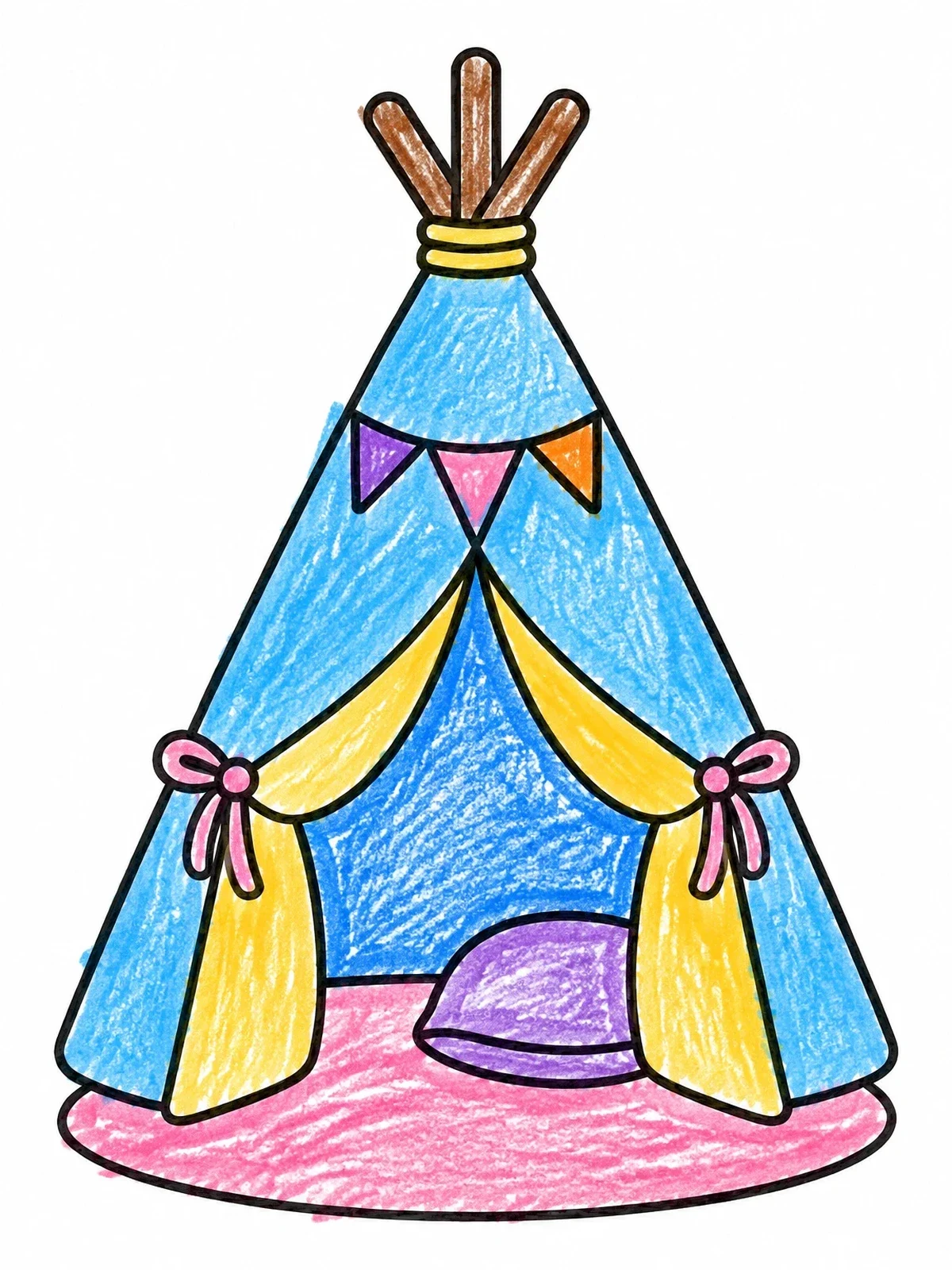 Colored example of the Cozy Indoor Play Tent coloring page