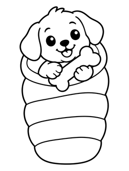 Free printable Cozy Puppy In A Sleeping Bag coloring page
