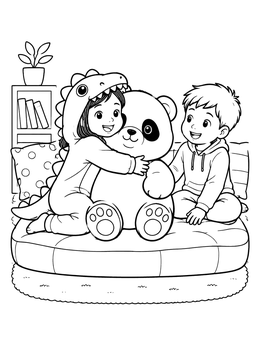Free printable Sleepover Fun With Giant Panda Plush coloring page