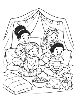 Free printable Friends Braiding Hair In Blanket Fort coloring page