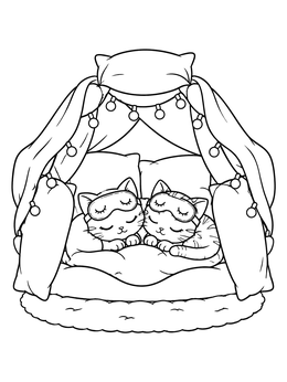 Free printable Kittens Sleeping In A Pillow Fort coloring page