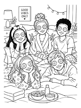 Free printable Spa Night Pajama Party coloring page
