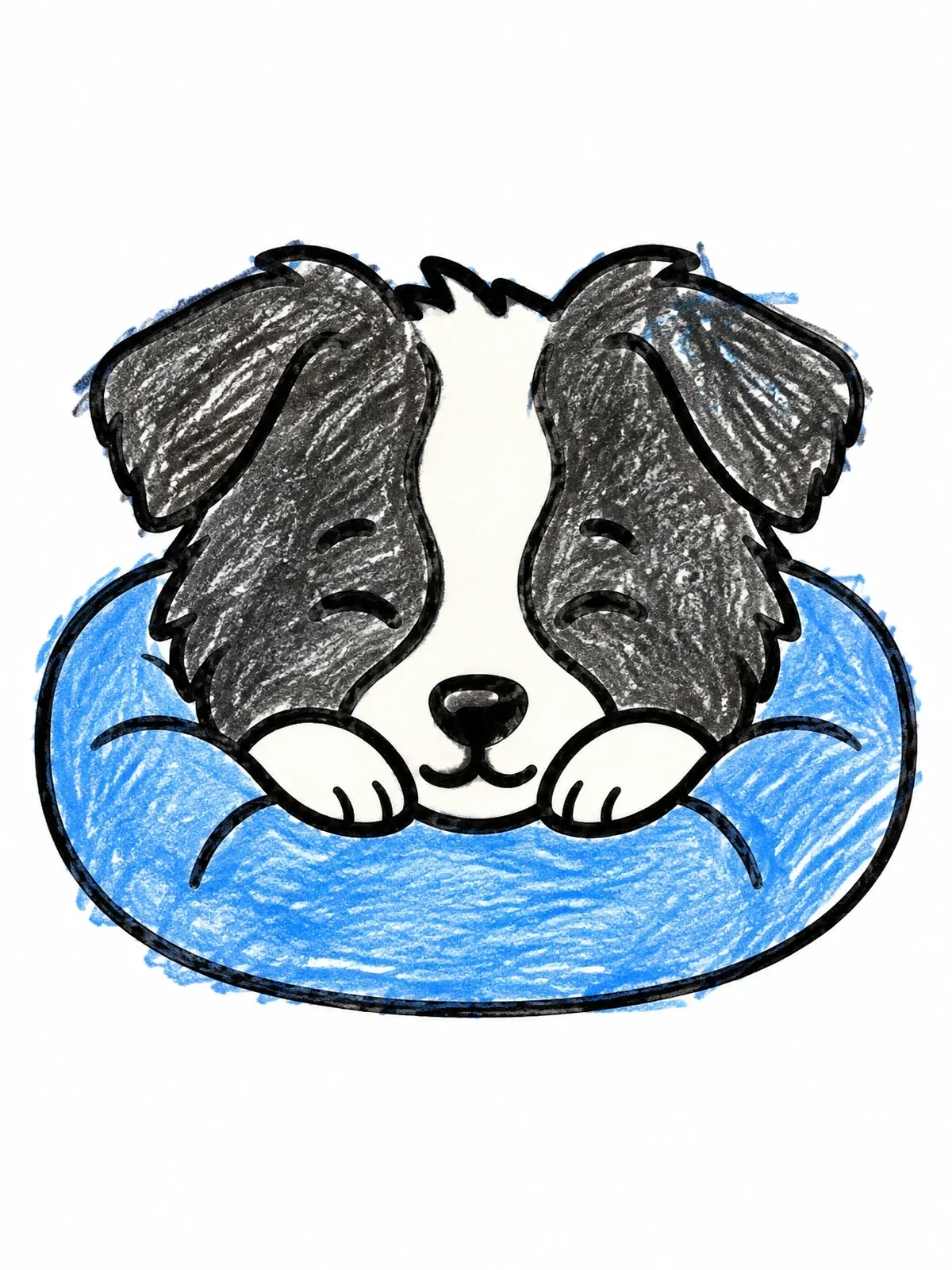 Colored example of the Sleepy Border Collie Puppy In Bed coloring page