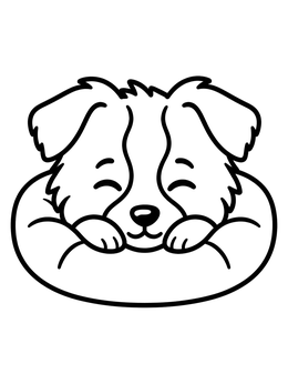 Free printable Sleepy Border Collie Puppy In Bed coloring page