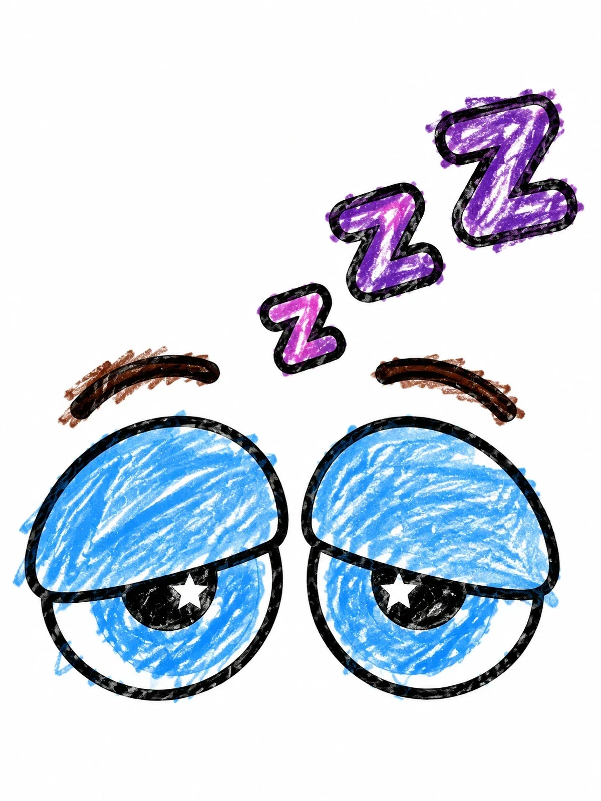 Colored example of the Sleepy Cartoon Eyes With Zzz coloring page