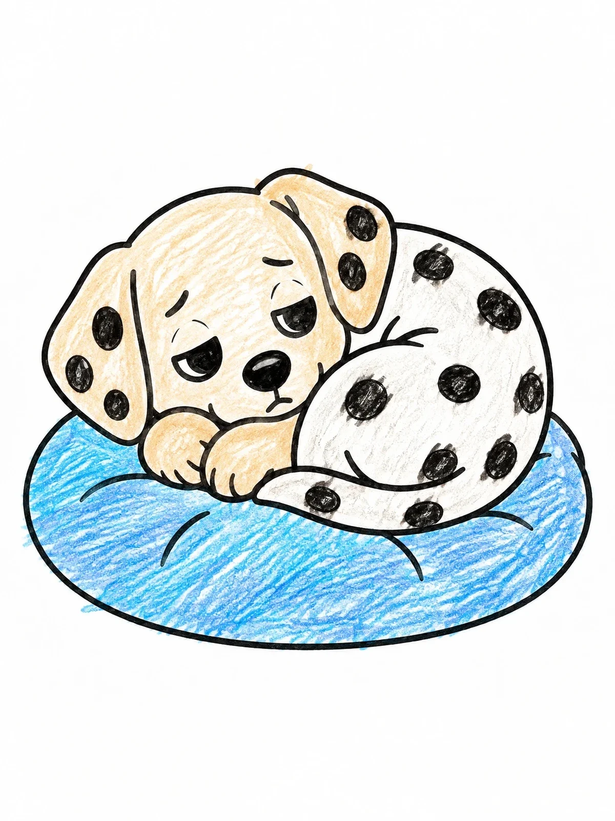 Colored example of the Sleepy Dalmatian Puppy On Cushion coloring page