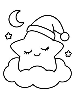Free printable Sleepy Star On A Cloud coloring page
