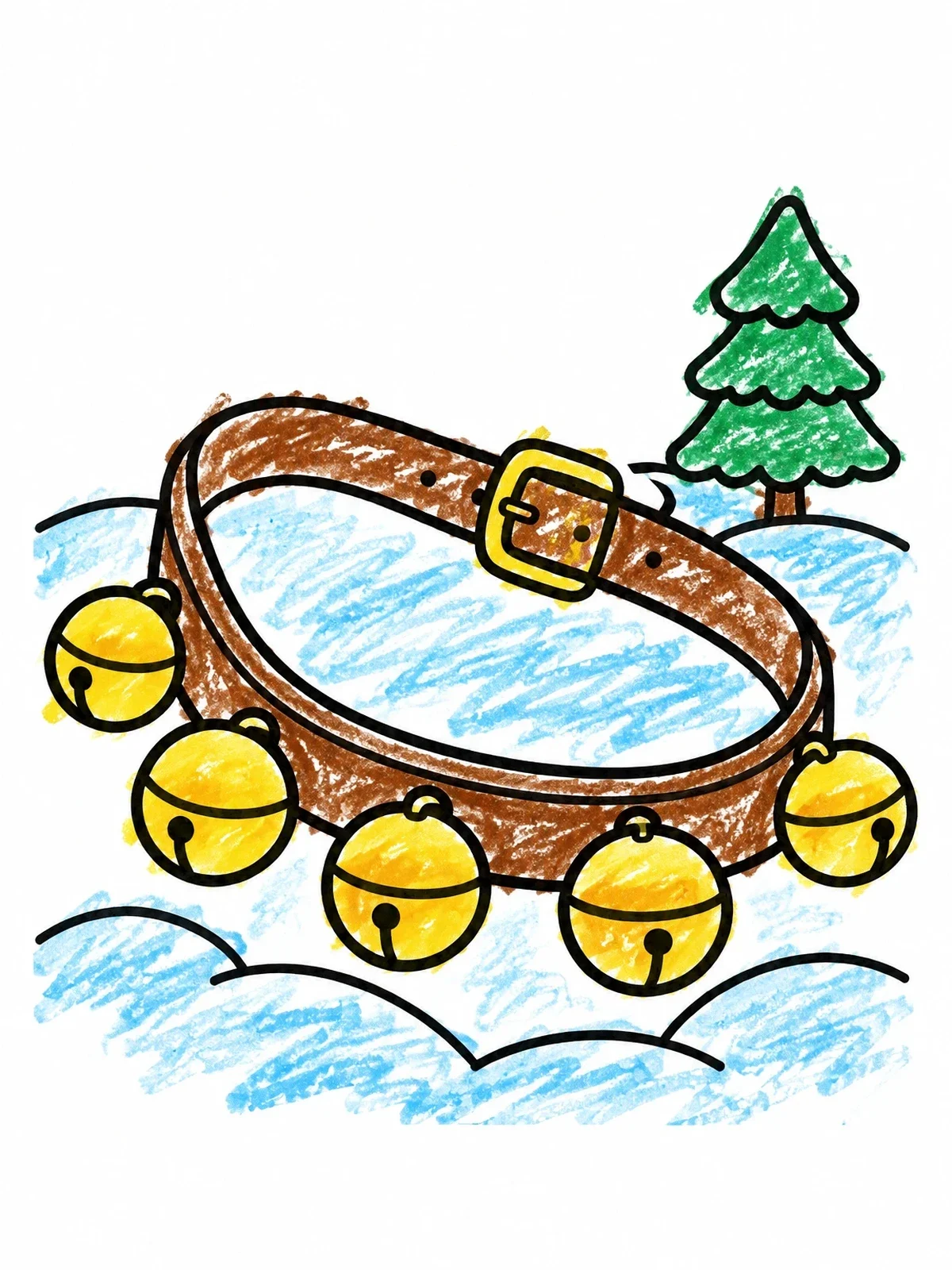 Colored example of the Sleigh Bell Collar In The Snow coloring page