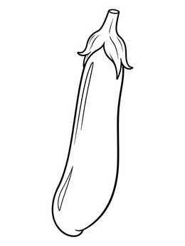 Minimalist Japanese eggplant coloring page with clean outlines and calyx stem.