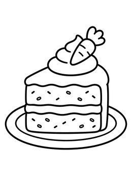 Free printable Slice Of Carrot Cake On Plate coloring page