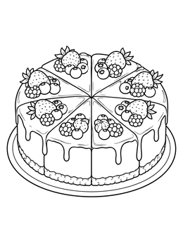 Free printable Sliced Berry Cheesecake On A Plate coloring page