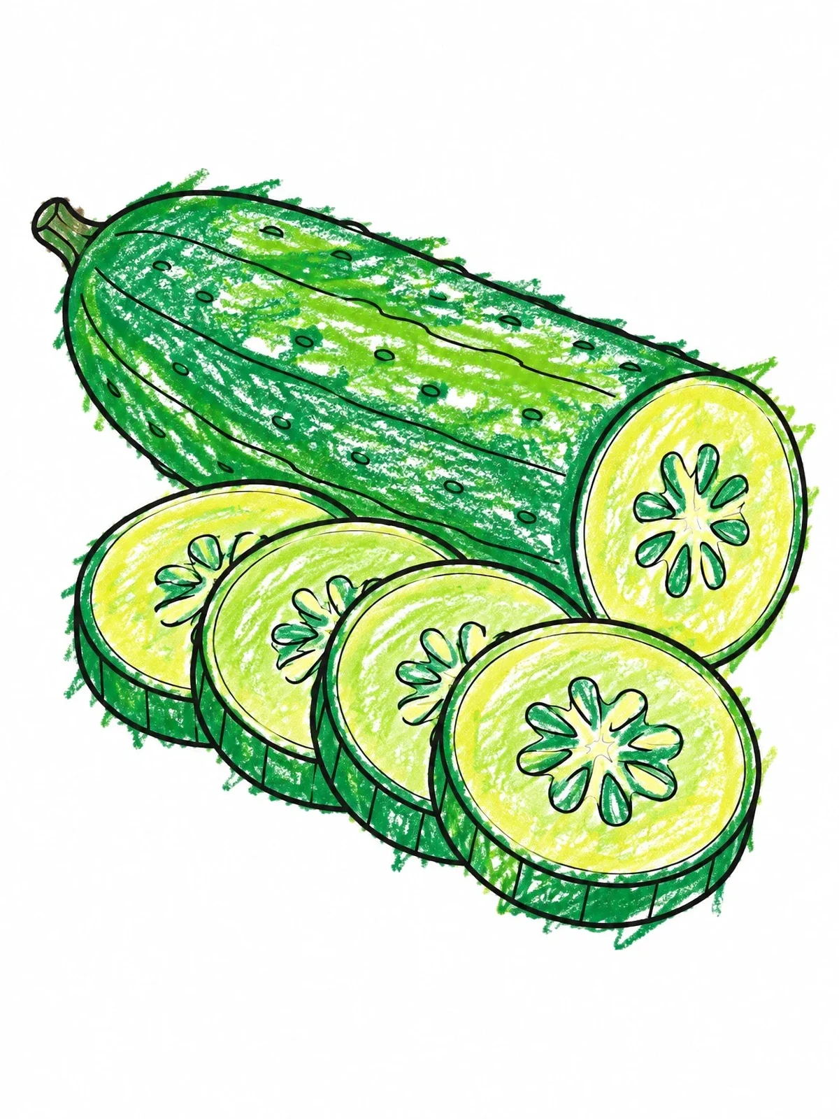 Colored example of the Sliced Fresh Cucumber With Cut Rounds coloring page