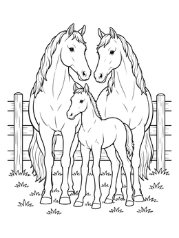 Free printable Lipizzan Horses By The Pasture Fence coloring page