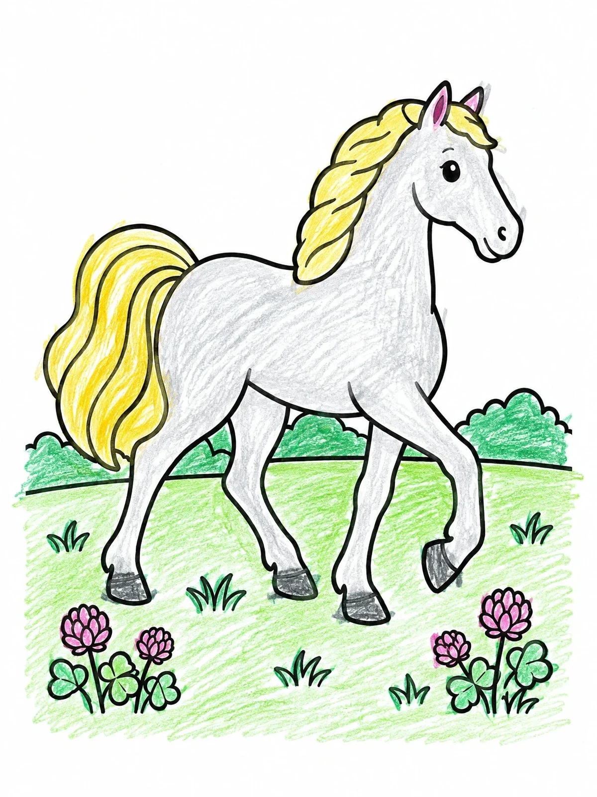 Colored example of the Lipizzaner Horse In Meadow coloring page