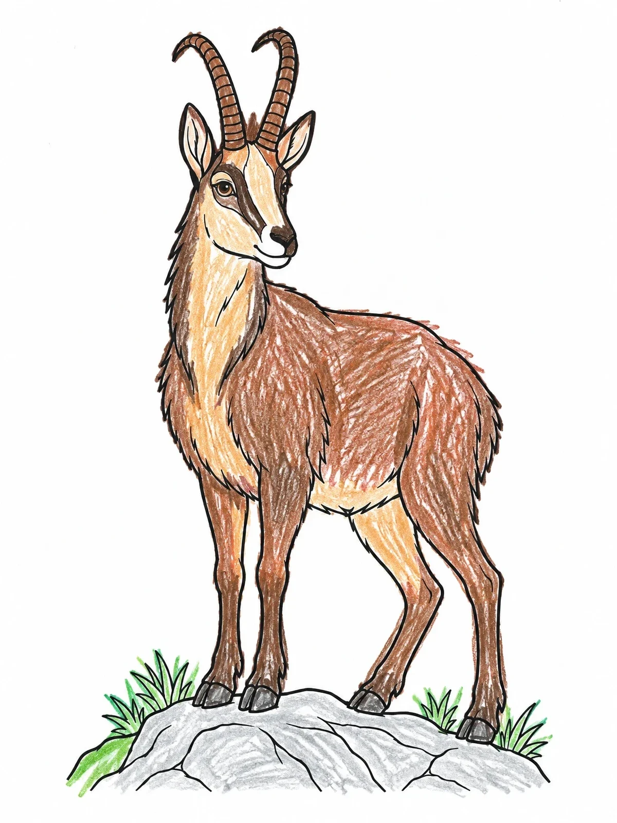 Colored example of the Slovenian Chamois On Rocky Hill coloring page