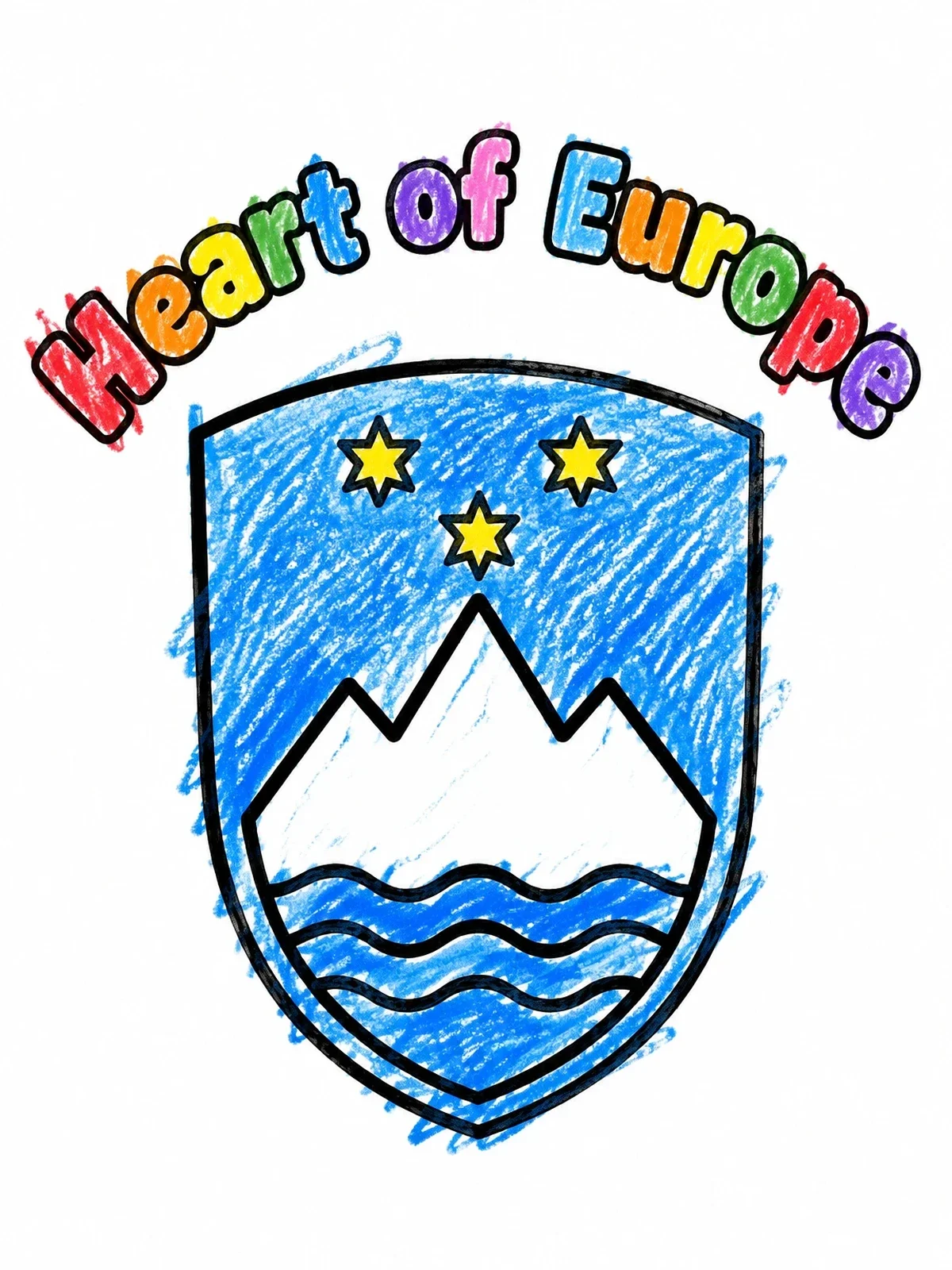 Colored example of the Slovenian Coat Of Arms Emblem coloring page