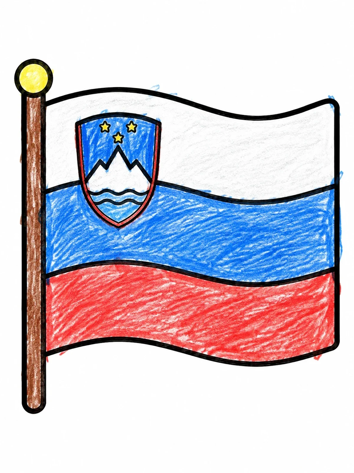 Colored example of the National Flag Of Slovenia coloring page