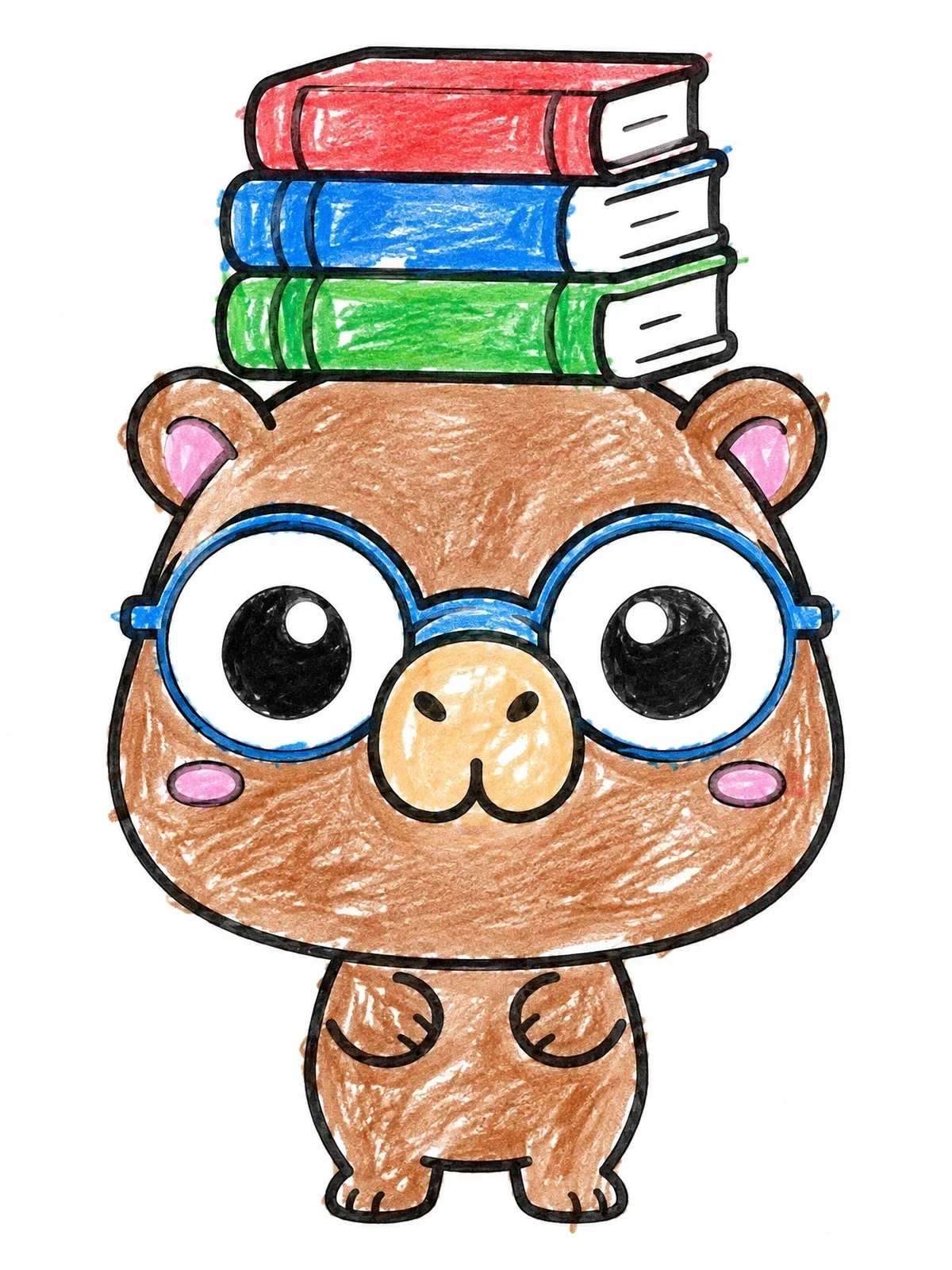 Colored example of the Smart Capybara With Stacked Books coloring page