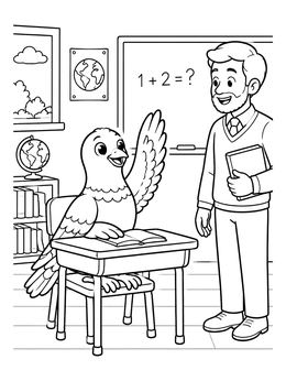Free printable Smart Pigeon In The Classroom coloring page